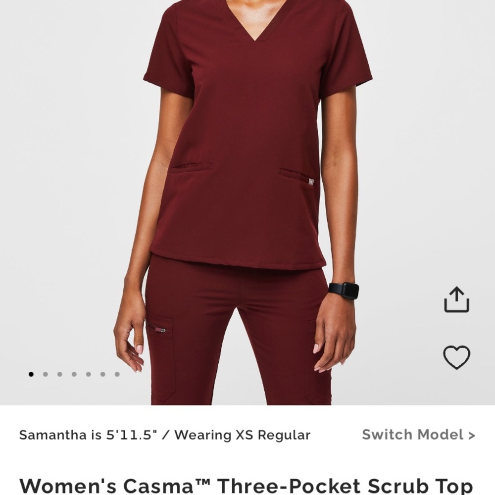 Figs burgundy scrub set